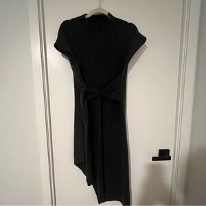 TAHARI Grey Asymmetrical Sheath Dress with Mock Neck - Excellent Condition!